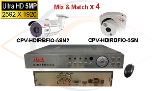 CCTV HD Security Camera System 5-in-1 5MP Standalone 4 Port DVR w/ 5MP HD Coax Cameras